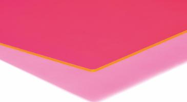 Støbt akrylplade med lysende kant, Fluorescerende pink, 750mm x 1000mm x 3,0mm